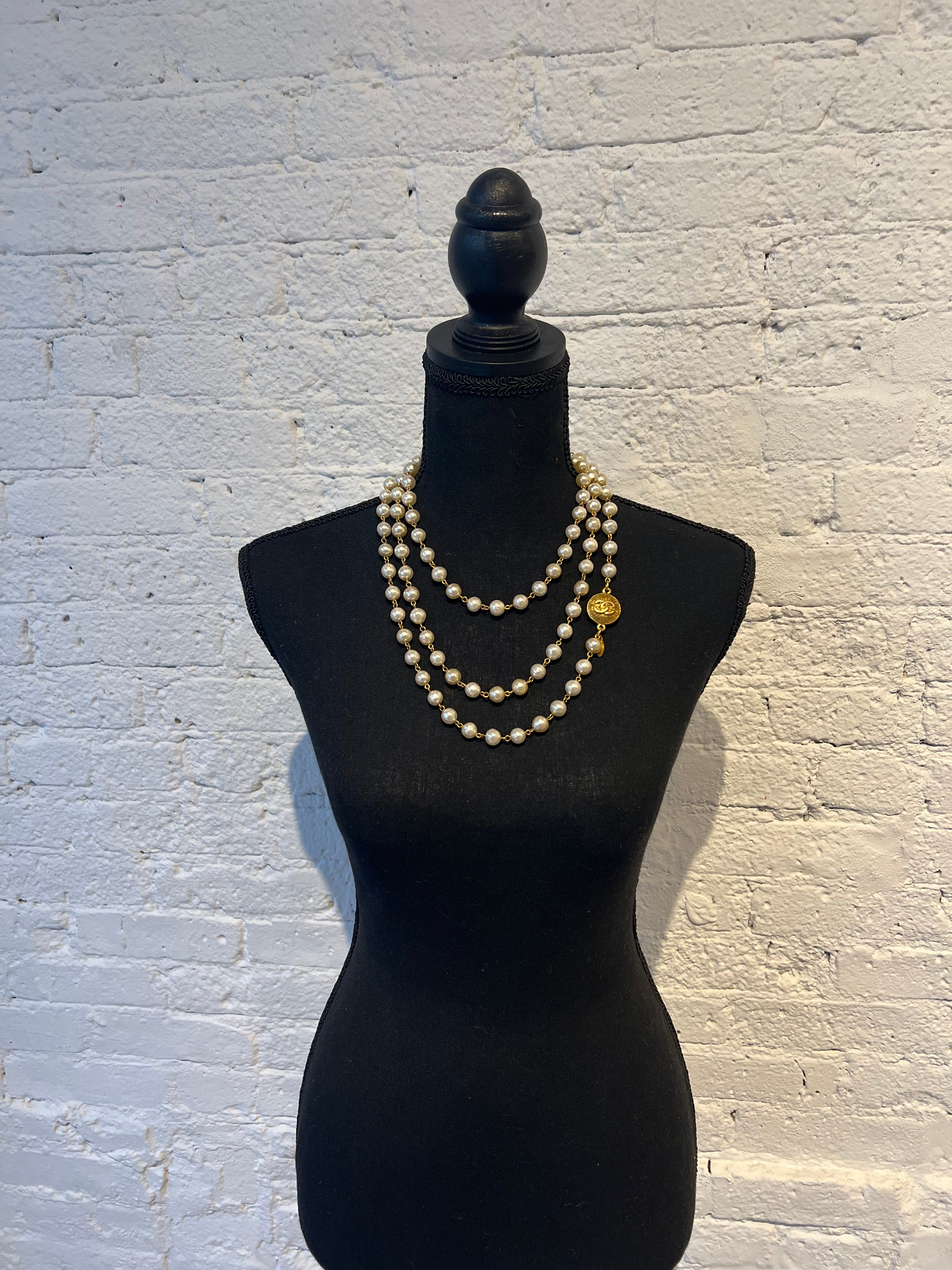 Chanel Vintage Long String Faux Pearls