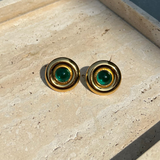 Loewe gold & green stone earrings