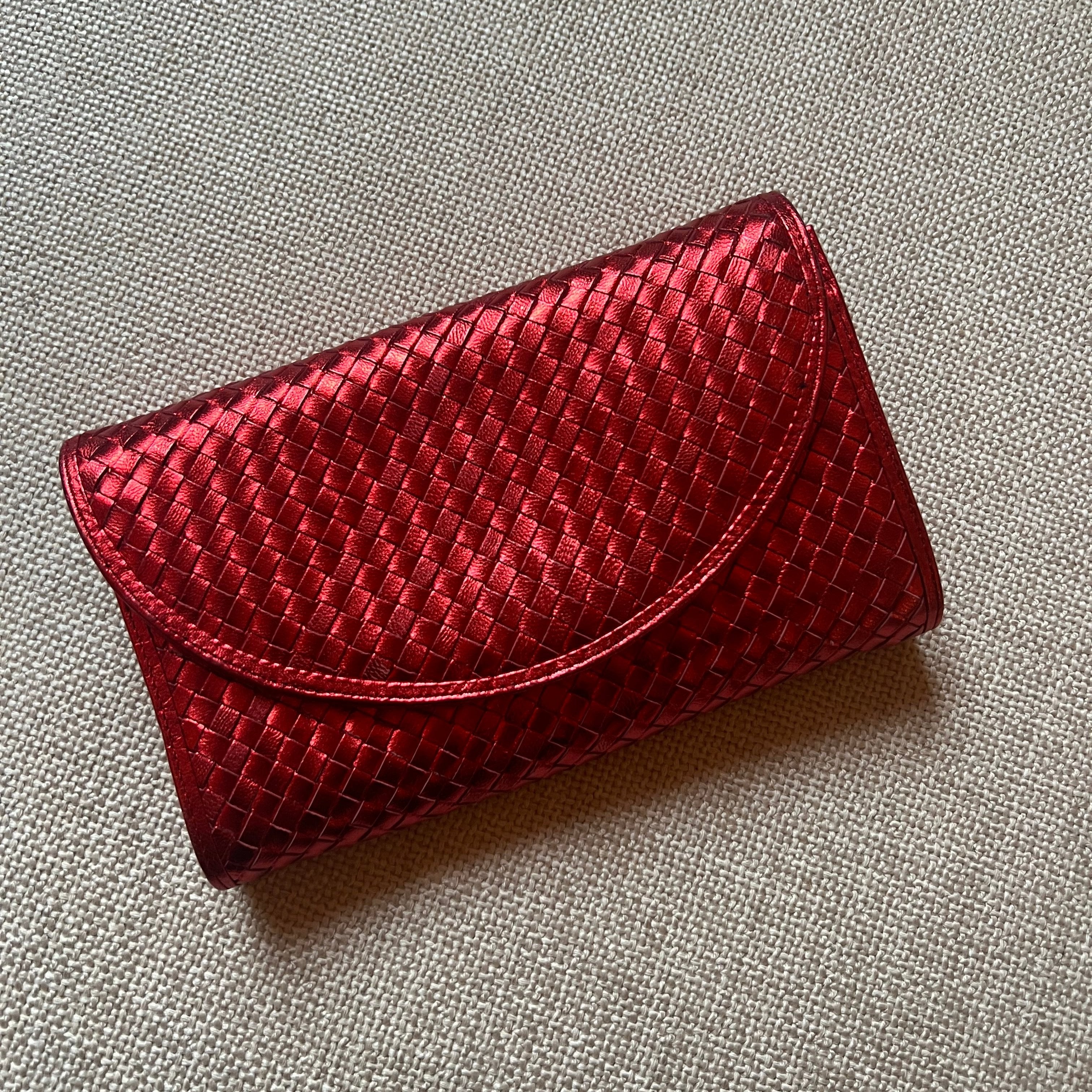 Vintage bottega basket weave clutch metallic clutch 