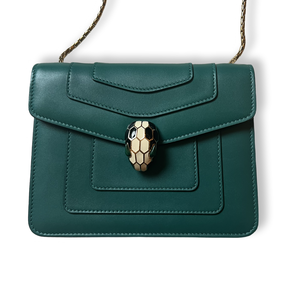 Bvlgari authentic leather green serpentini bag