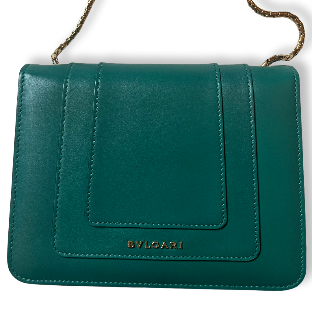 Bvlgari Serpentini Emerald Green Leather Bag