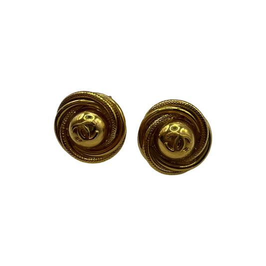 coco mark vintage gold chanel earrings