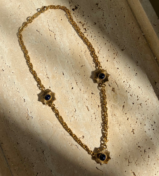 Chanel Vintage Glass Stone Necklace Gold