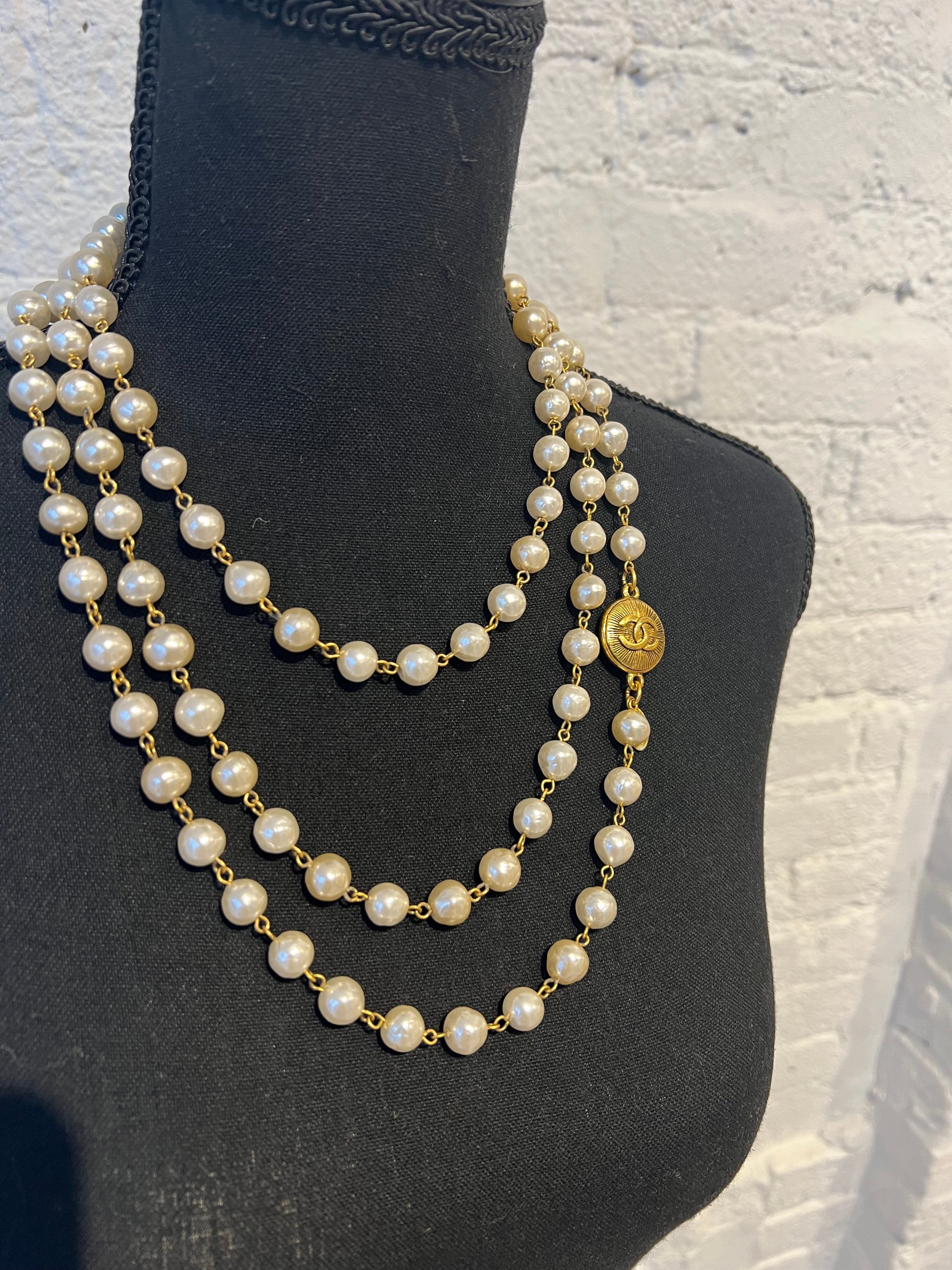 Chanel Vintage Long String Faux Pearls