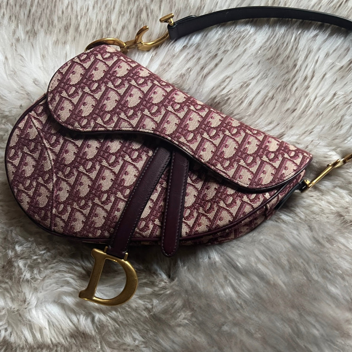 Christian Dior Saddle Bag Burgundy Oblique