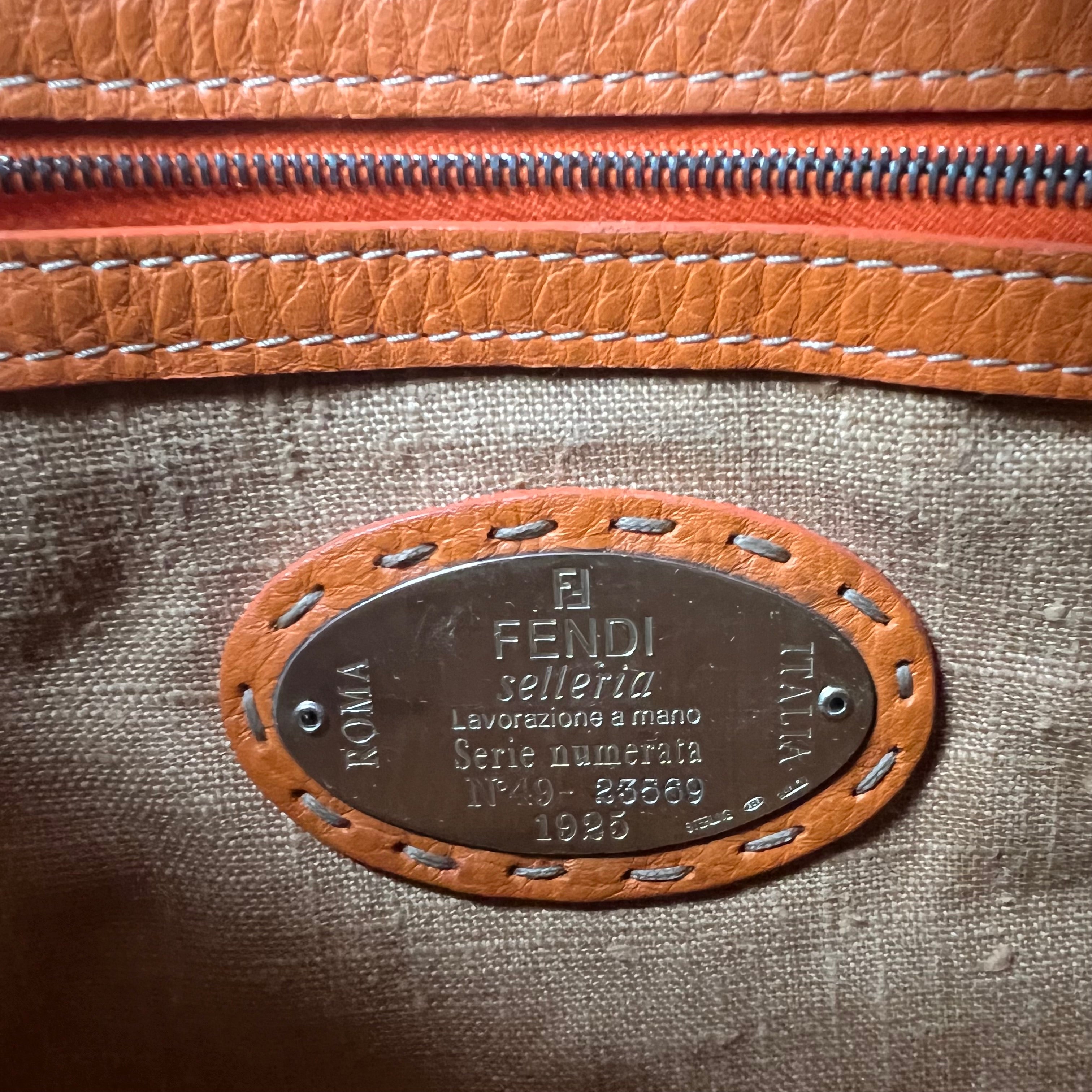 Fendi Selleria Mama Baguette Orange Leather