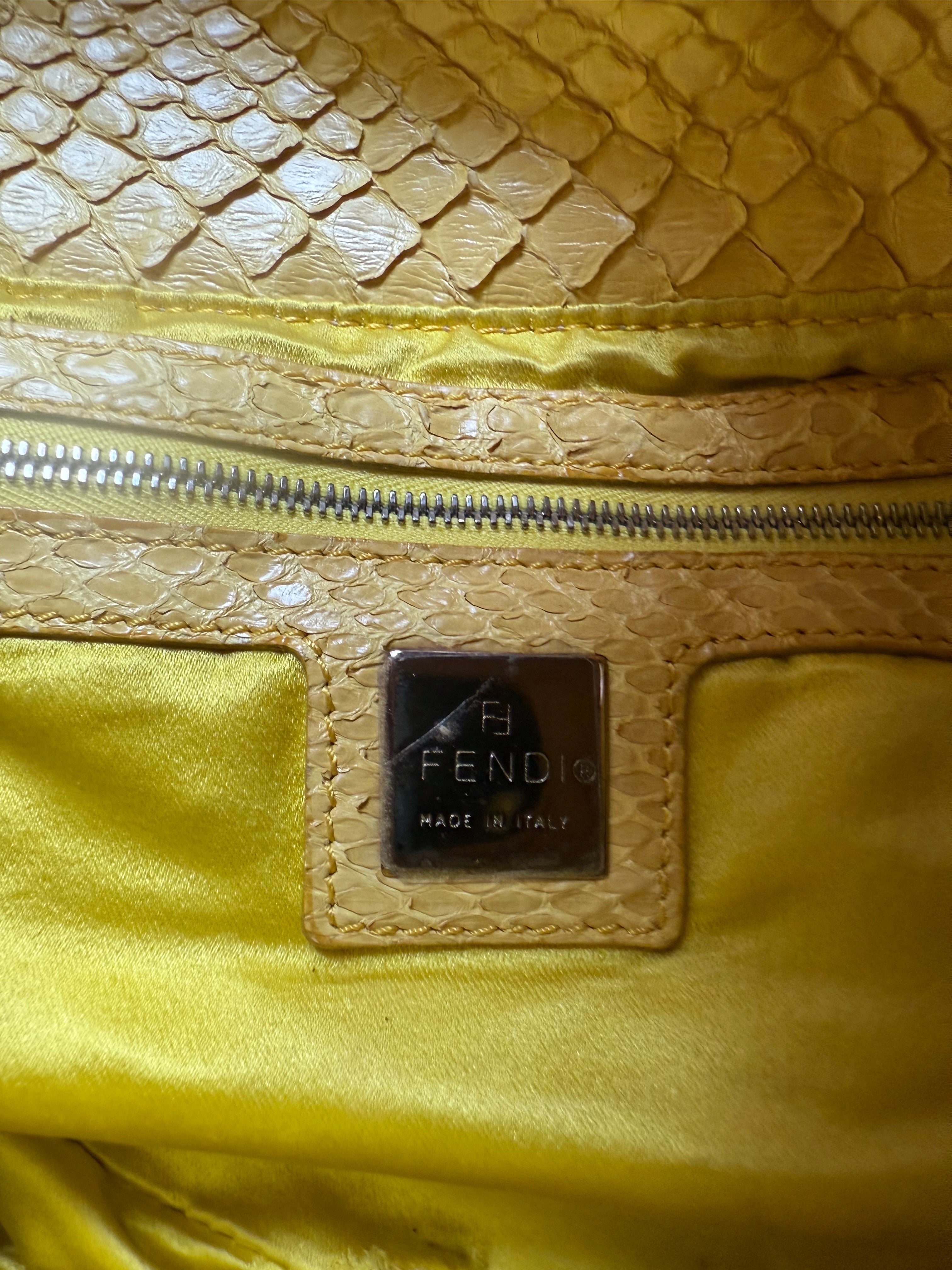 Fendi authentic Yellow snake skin mama baguette 