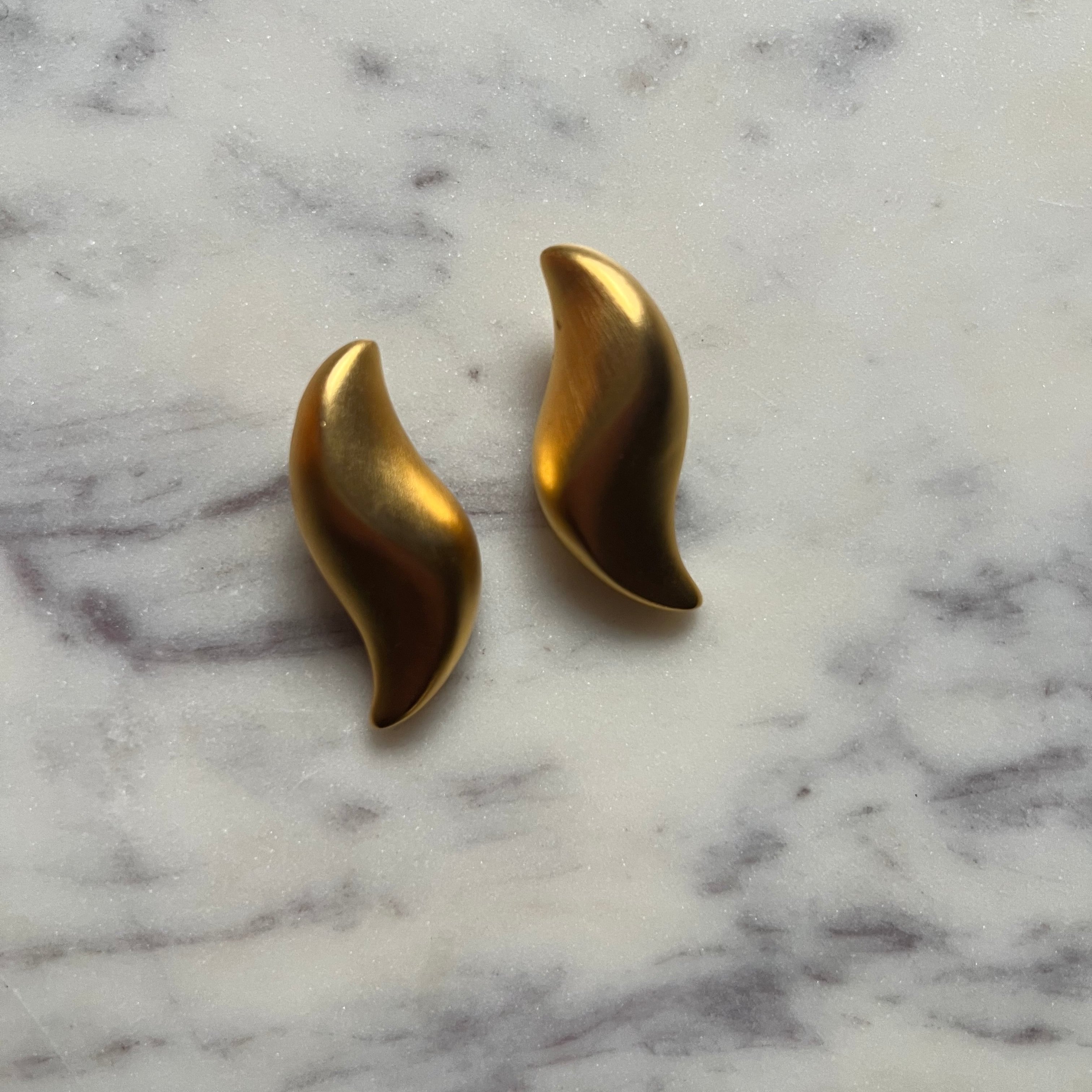 Givenchy authentic satin finish gold wave shape earrings