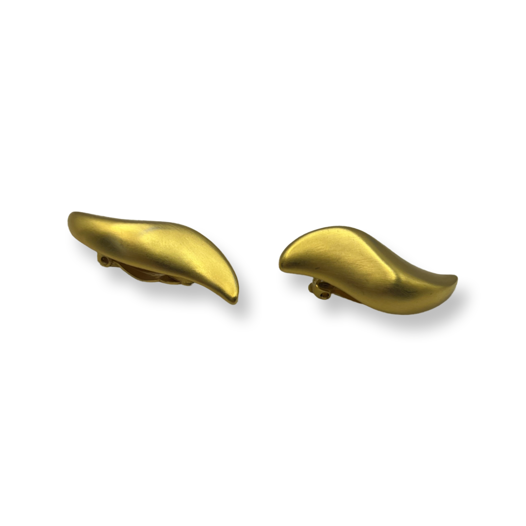 Givenchy satin finish gold wavy sculptural earrings 