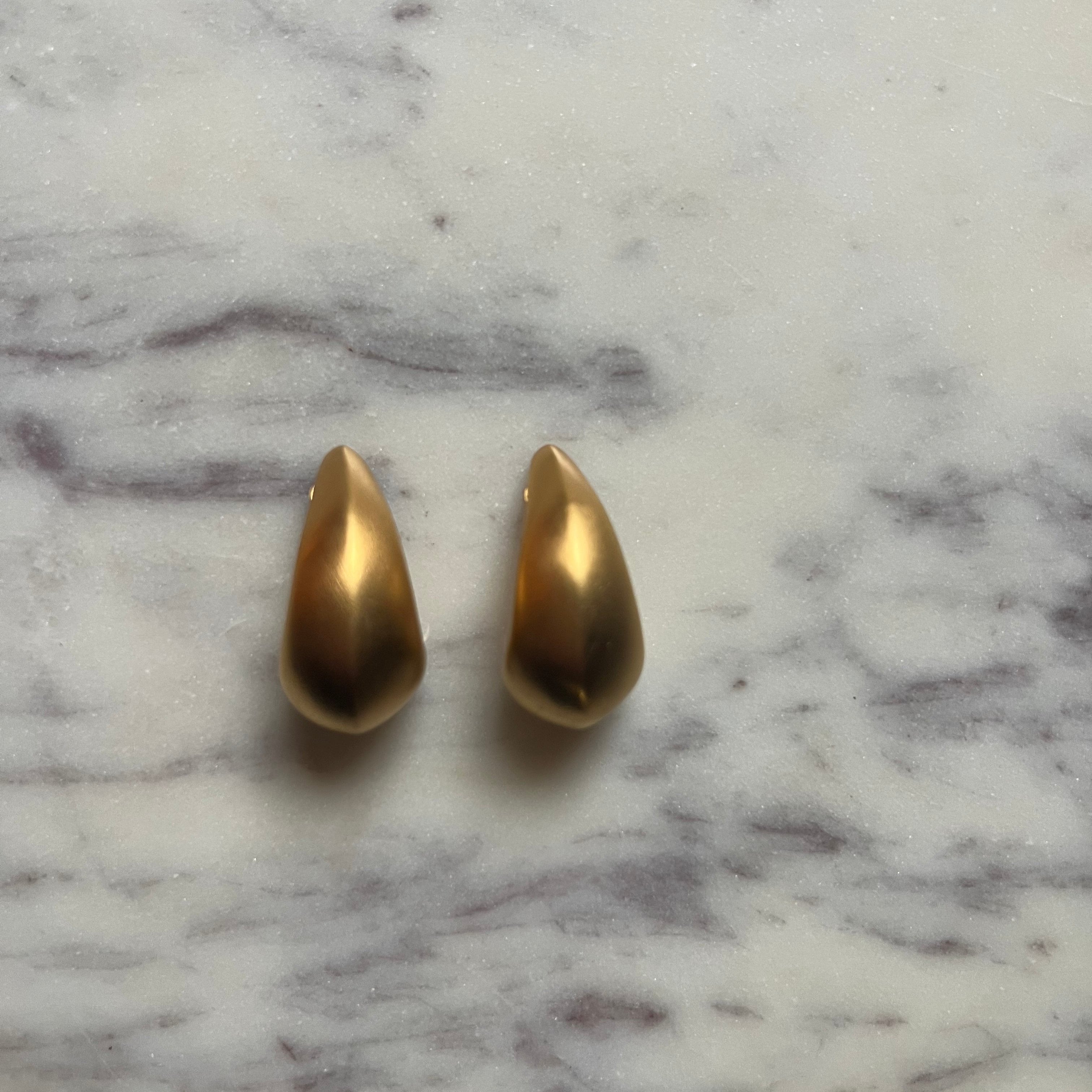 Givenchy authentic vintage brushed gold tear drop half hoop earrings