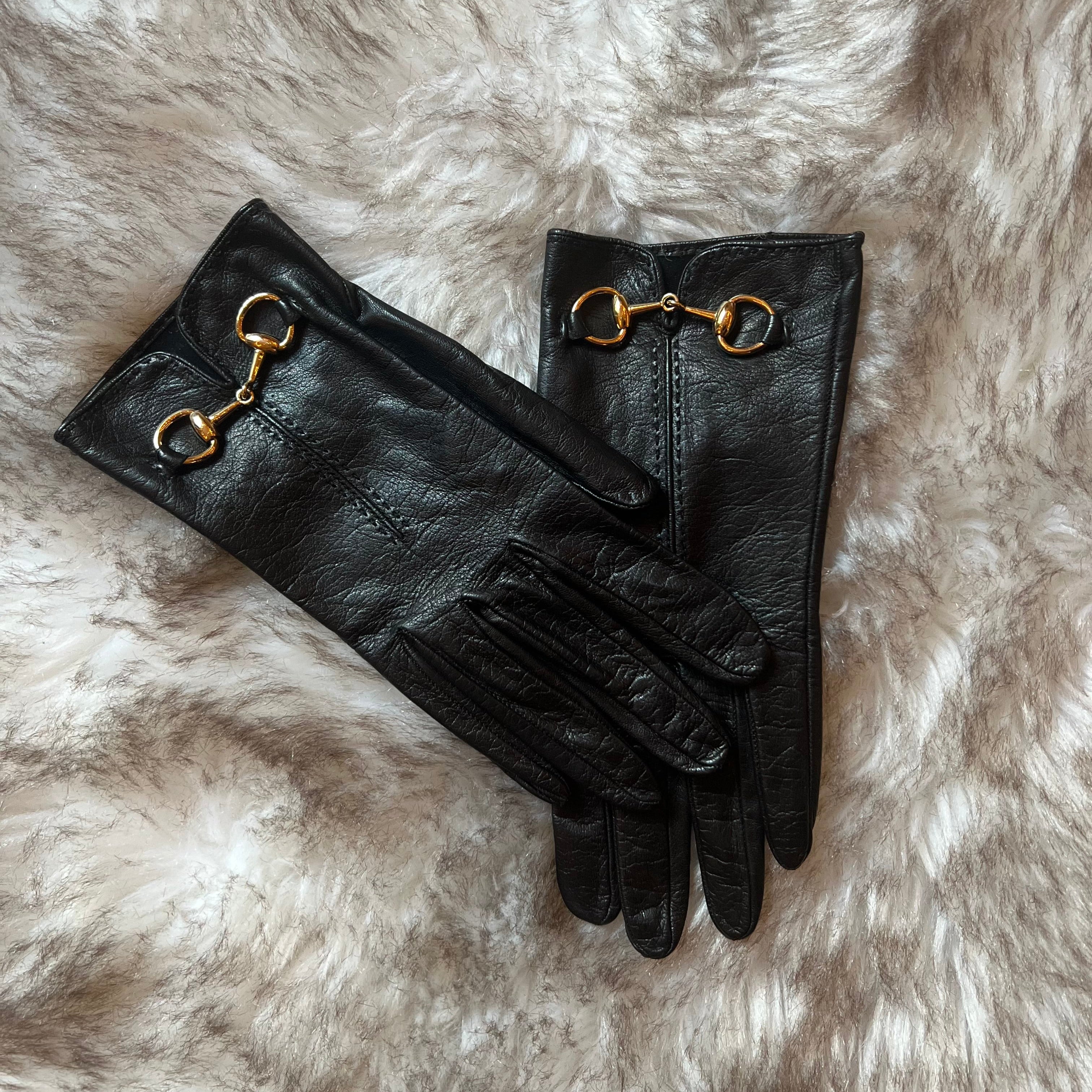 Gucci authentic black gloves lambskin & cashmere