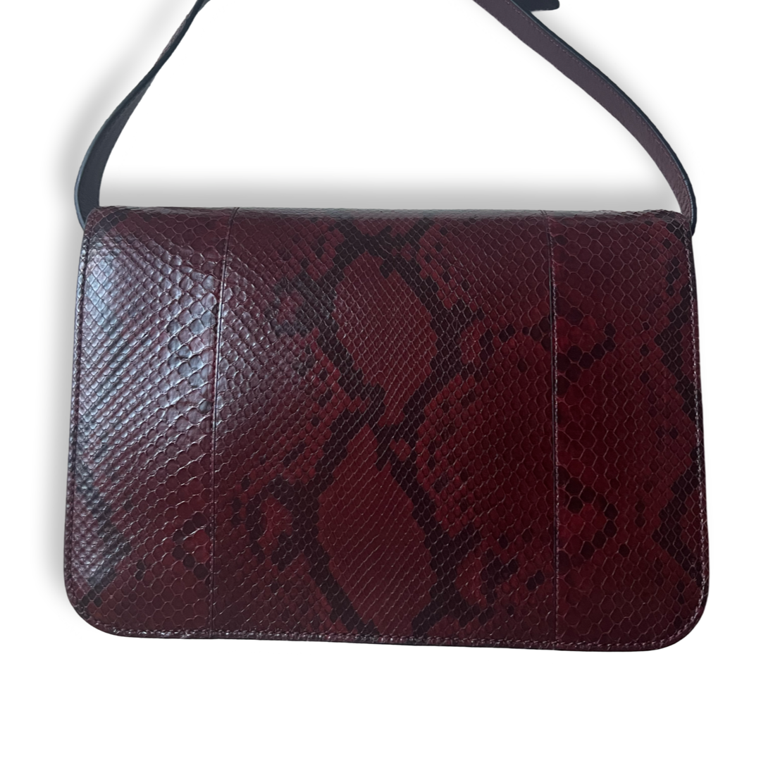 Gucci snakeskin exotic leather burgundy Jackie Flap Bag shoulder