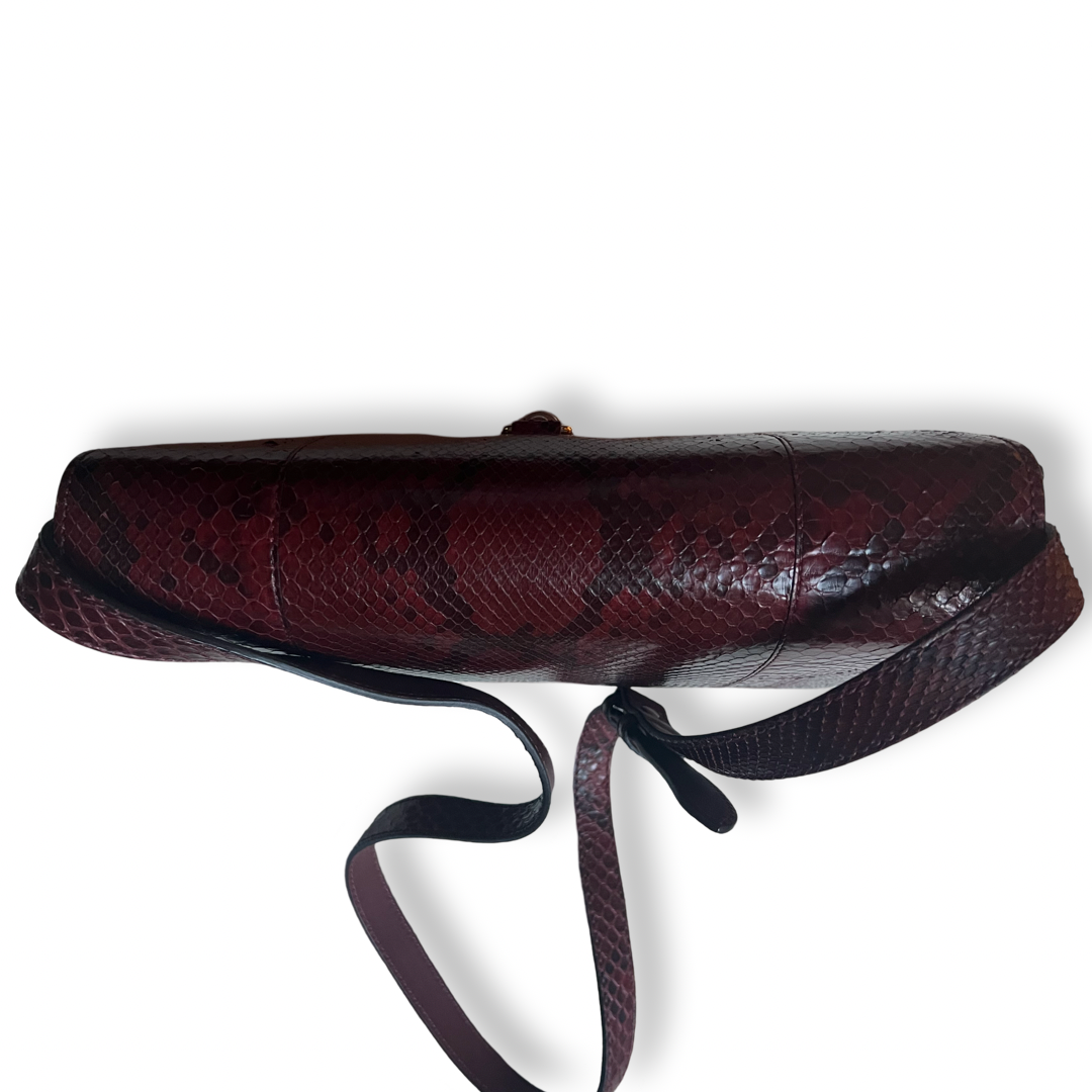 Gucci Authentic Snake Skin Bag Burgundy exotic leather 