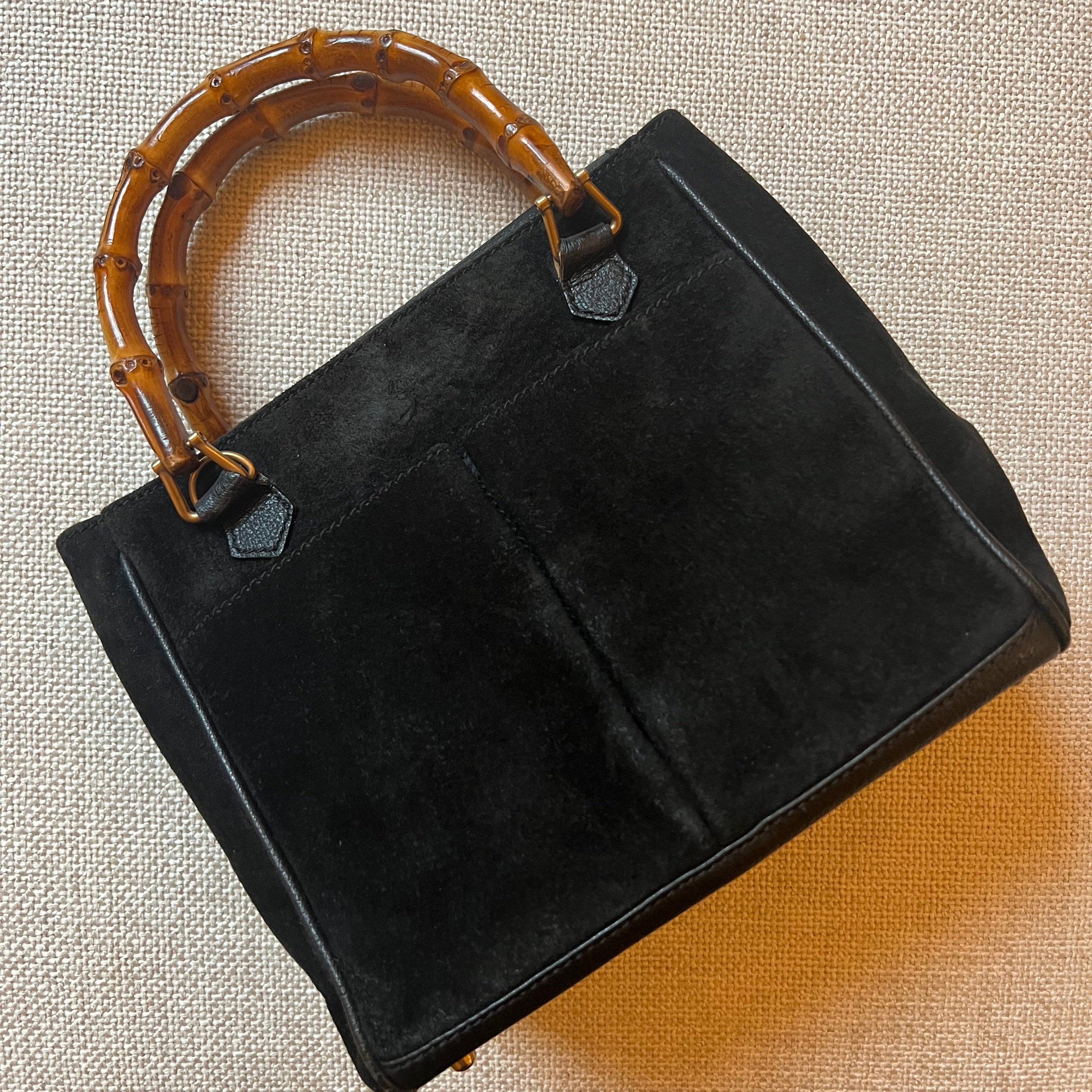 Gucci 2000s Suede small diana tote black