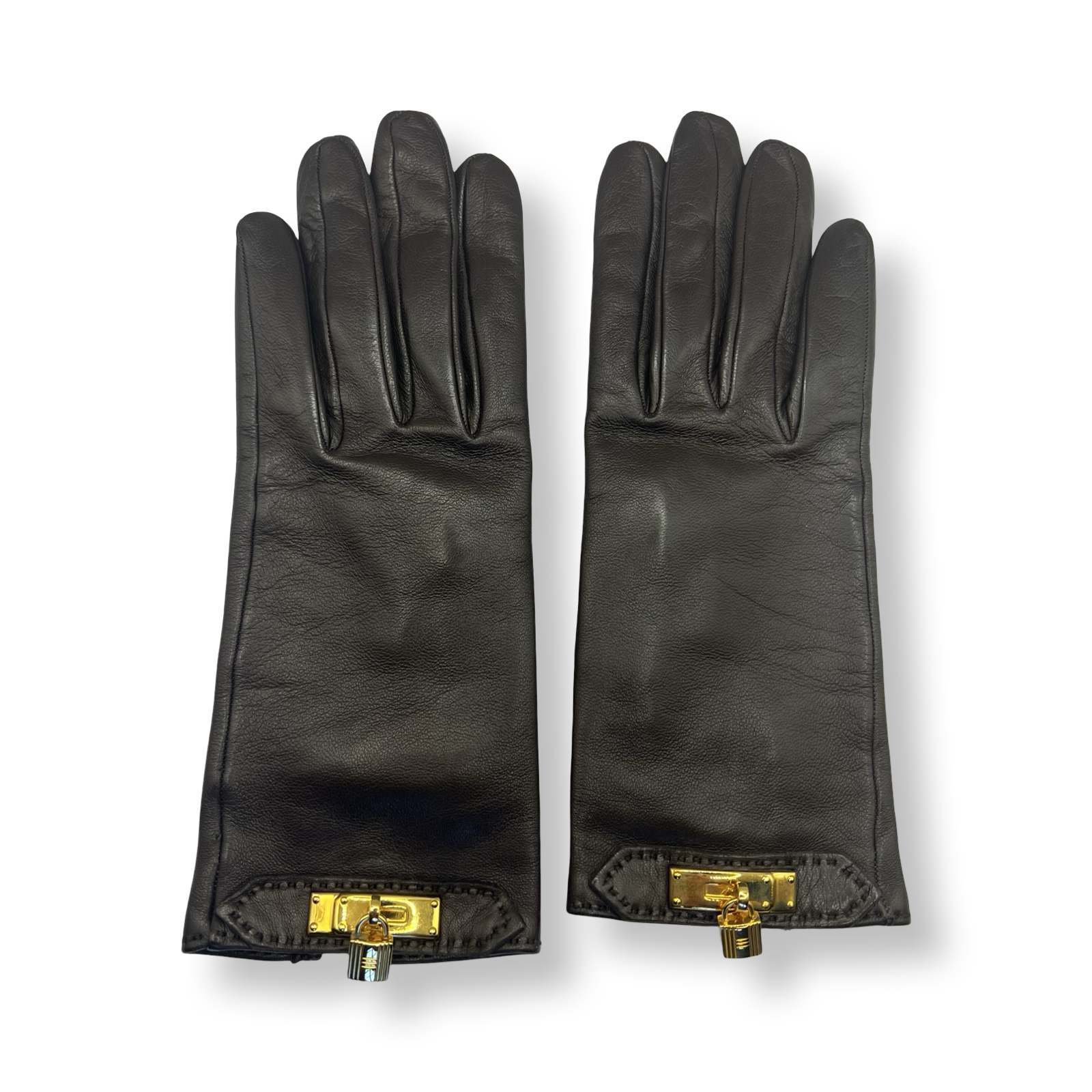 Hermes soya authentic lambskin leather gloves in chocolate brown