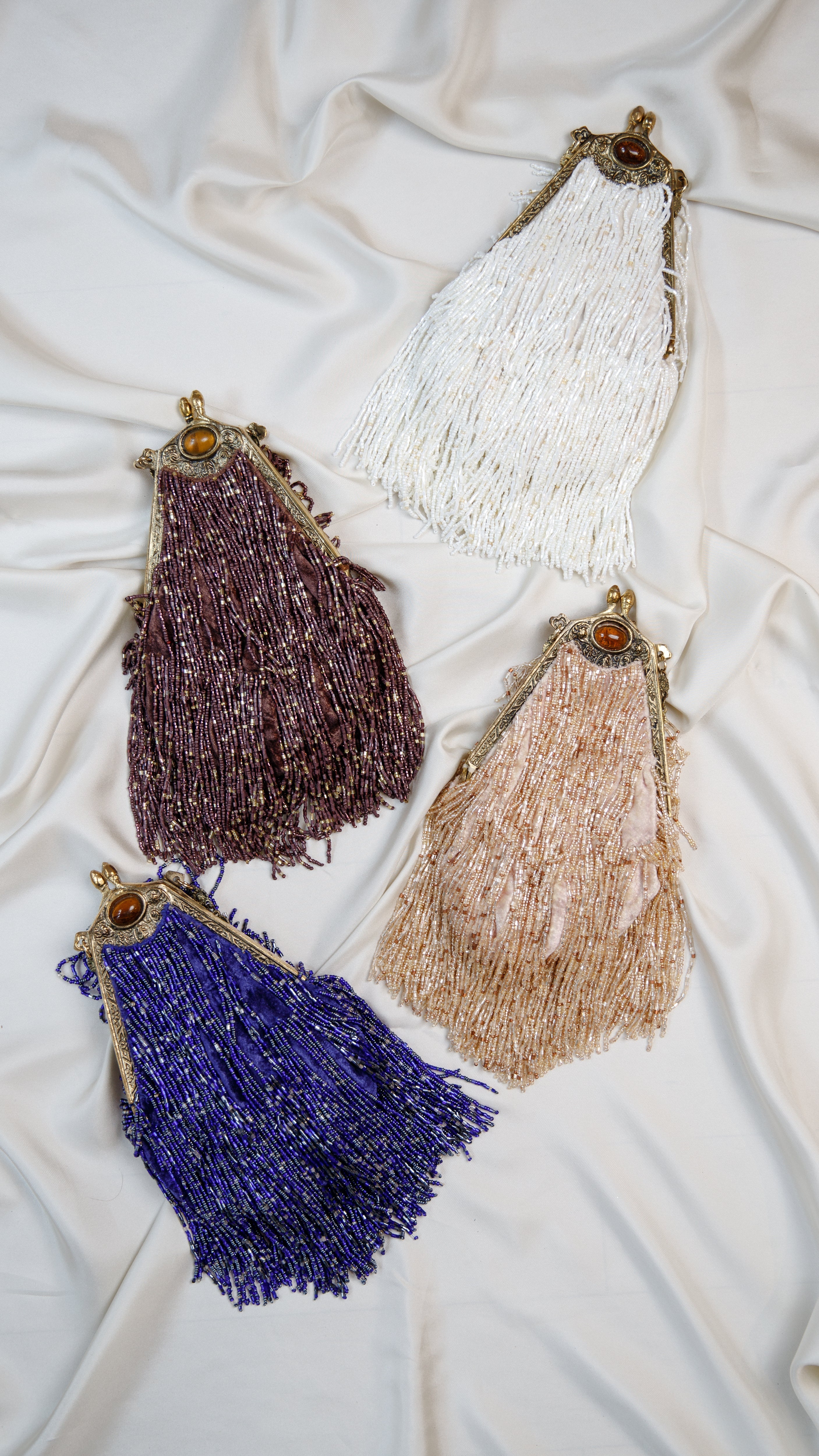 Hand made vintage inspired one of a kind fully beaded fringe evening bag Island to East Side X the Vintage New Yorker