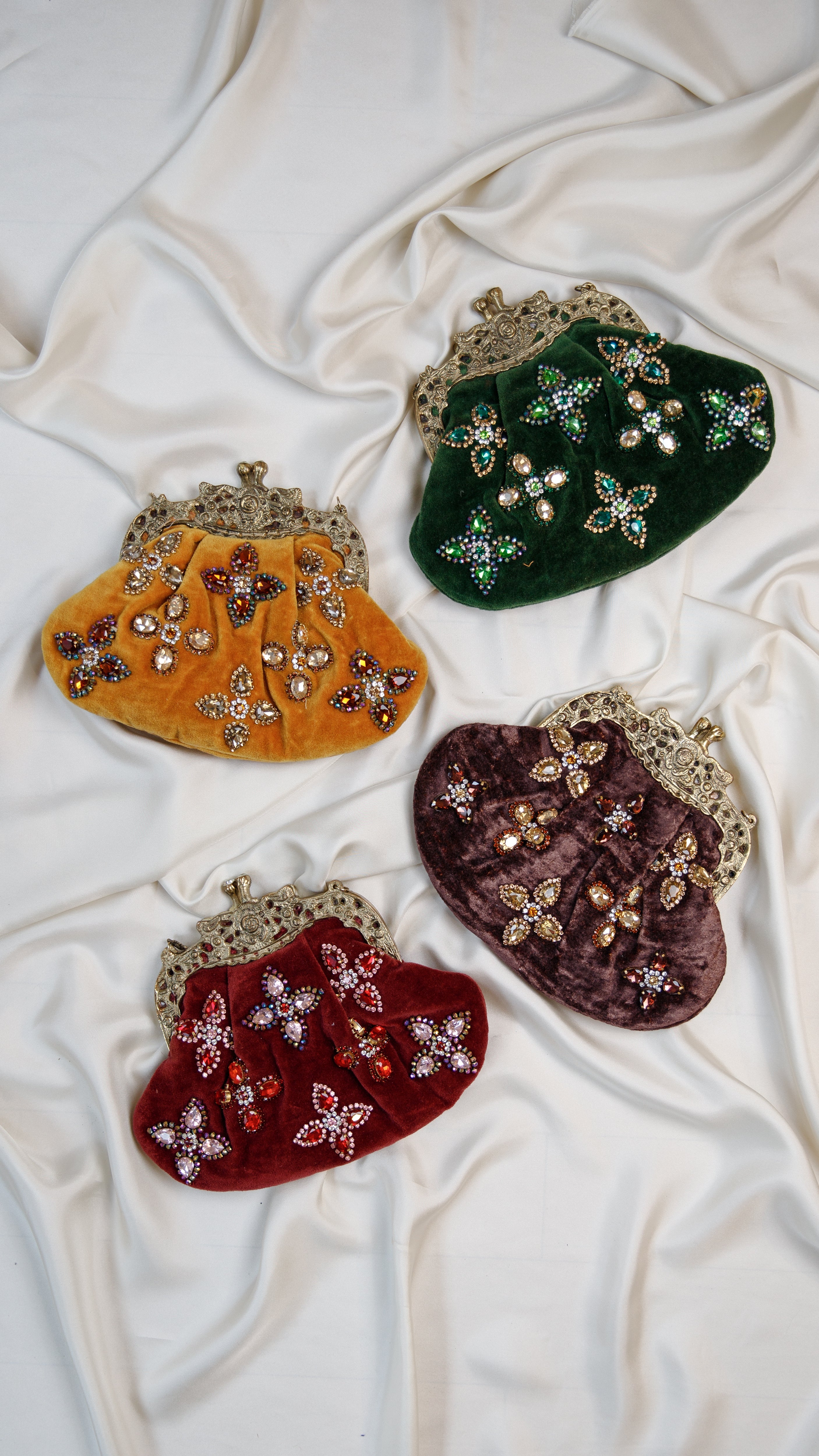 Hand made vintage inspired one of a kind velvet jeweled evening bag Island to East Side X the Vintage New Yorker