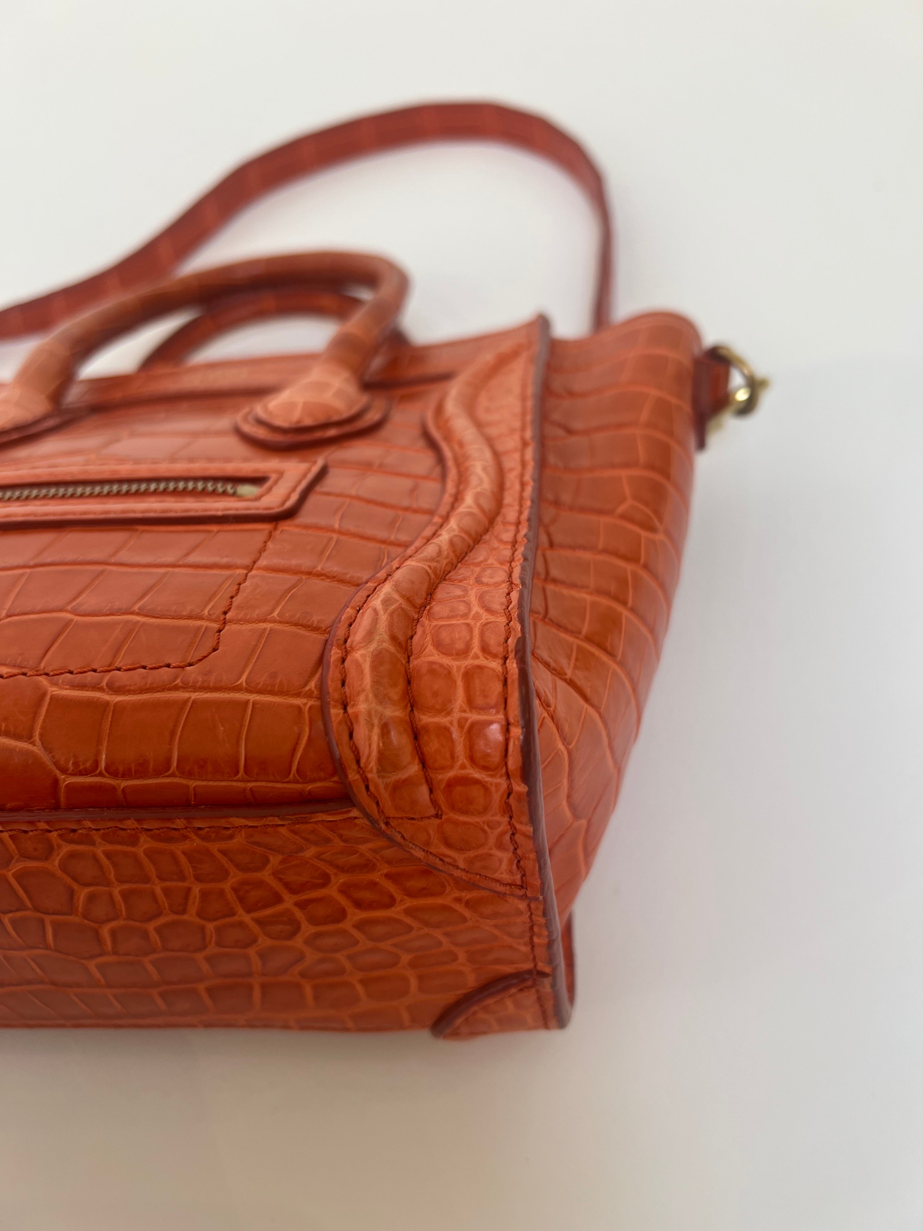 Celine Exotic Luggage Tote Nano Orange