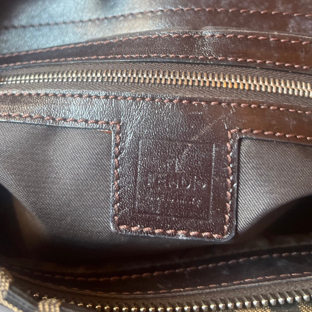 FENDI Vintage Round Zucca Shoulder Bag Brown