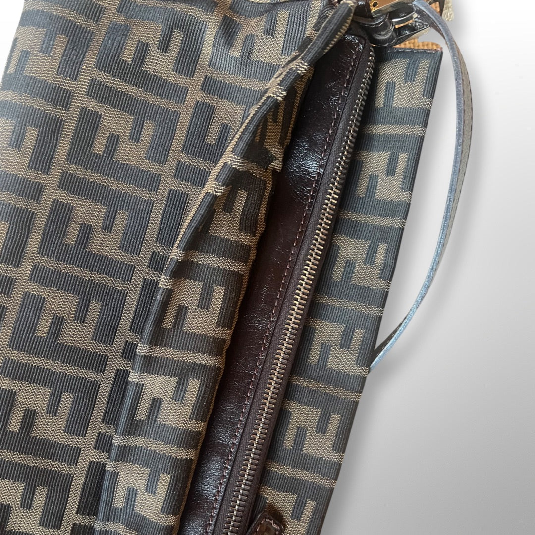 FENDI Zucca Cross Body Shoulder Bag Purse Brown 2372-8BT109-LQ9