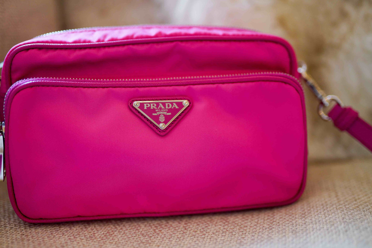 Prada Camera Shoulder Bag Saffiano Leather Small Pink 1924101