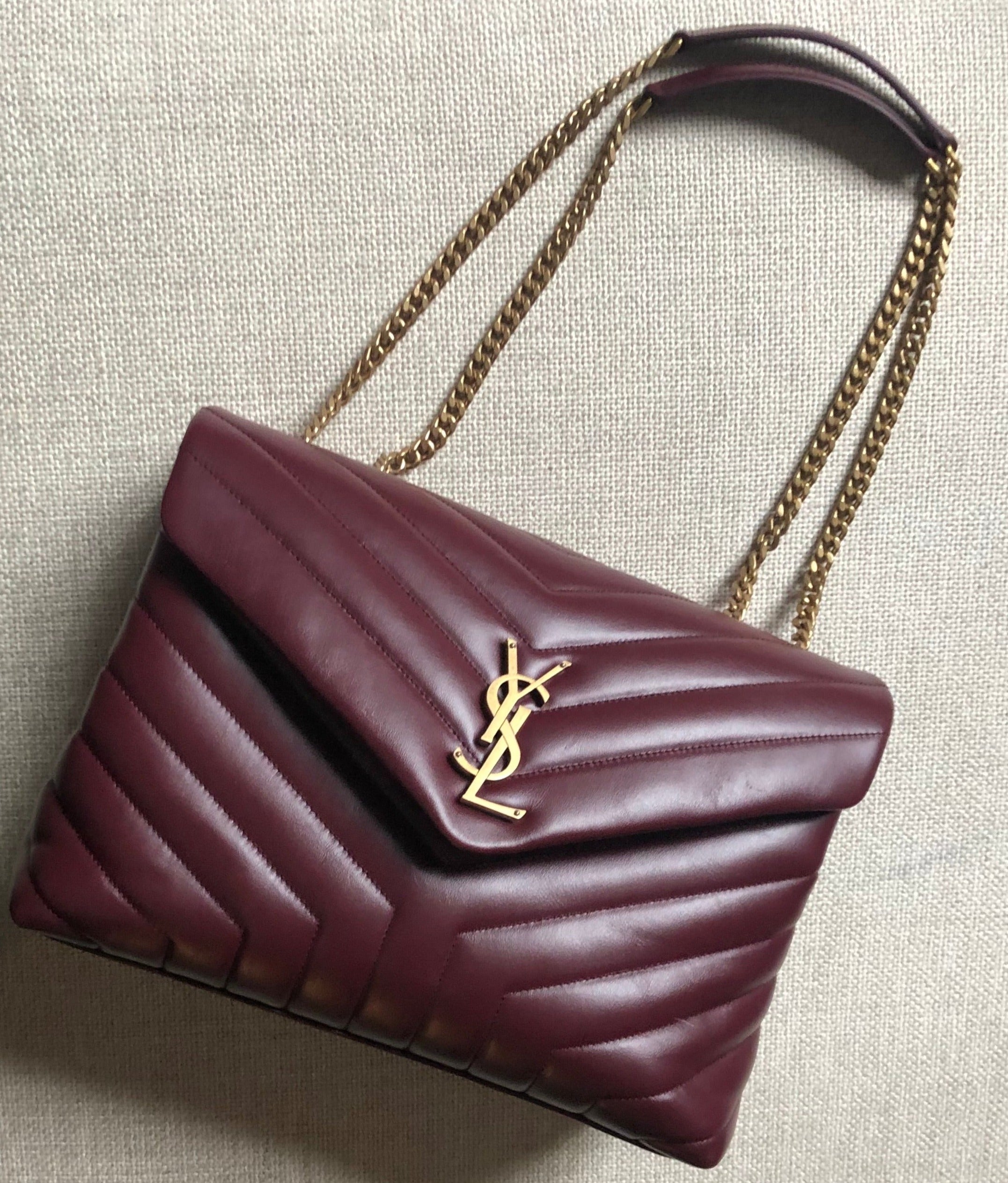 YSL Loulou Handbag Medium Burgundy Rouge Legion Saint Laurent