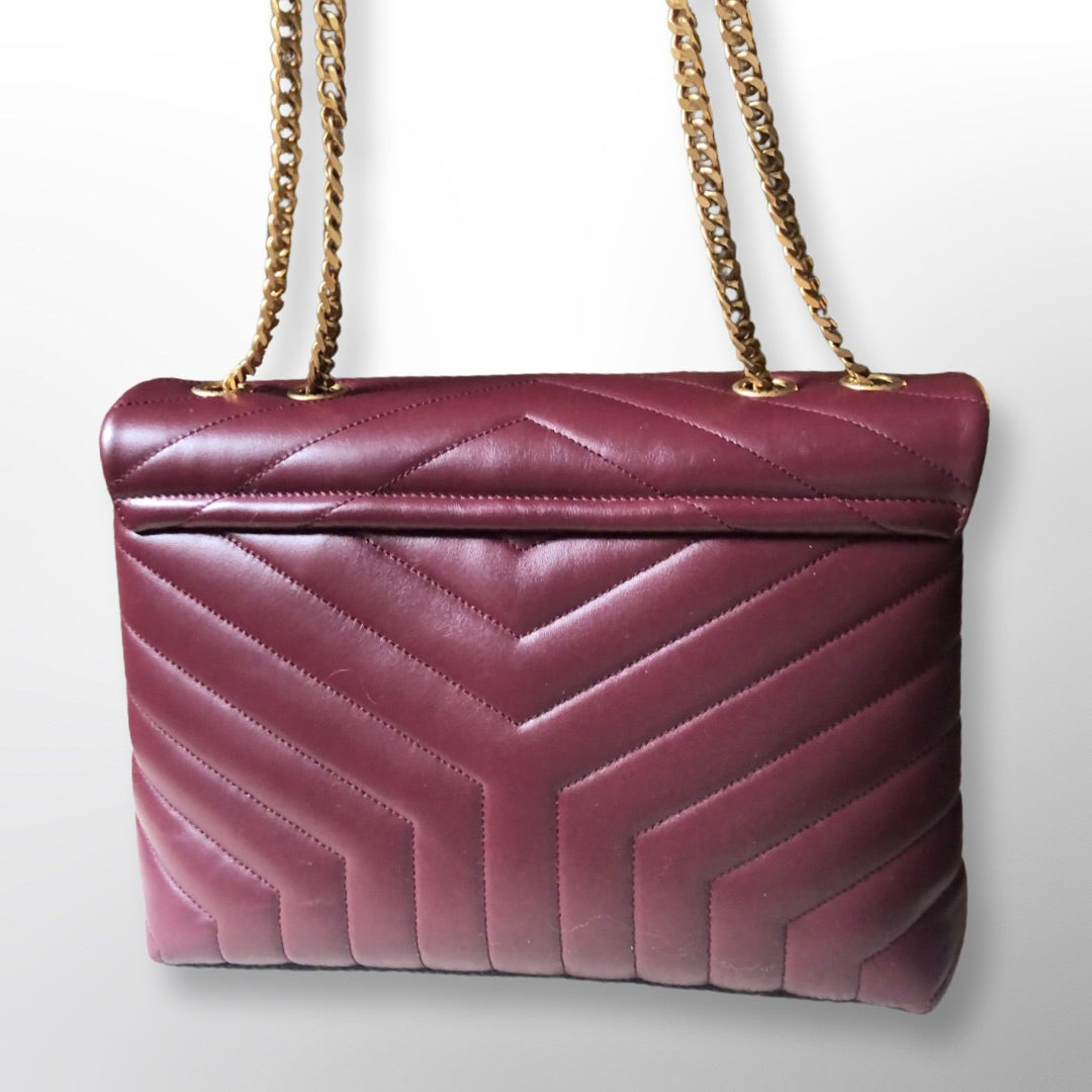 YSL Loulou Handbag Medium Burgundy Rouge Legion