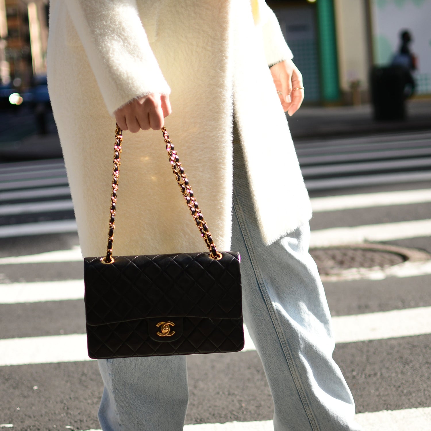 Chanel Timeless Medium flap bag beige grained calfskin  VintageUnited